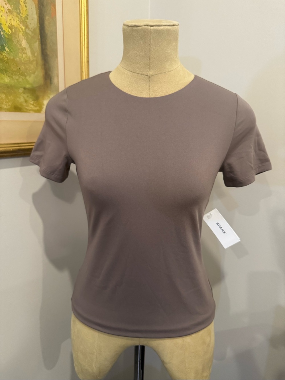 Spanx Smoothing Short-Sleeve Crewneck Tee in Smoke Size Medium